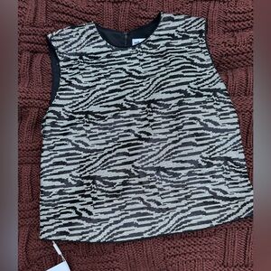 Self-Portrait Black and White Boxy Sleeveless Tank Top